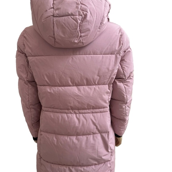 DKNY Light Pink Puffer Long Coat Jacket Parka Hooded Women 0F Warmth Large L - Picture 4 of 6
